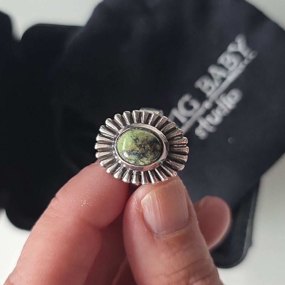 King Baby Studio Small Turquoise Starburst Concho Ring